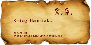 Krieg Henriett névjegykártya